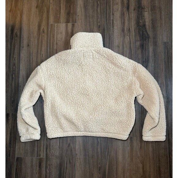 Hollister Cropped Sherpa Quarter Zip Sweatshirt Size Medium - Picture 7 of 9